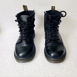 Dr. Doc Martens 1460 J Youth Kids Size 3 US Lace Up Boots Black Leather Side Zip